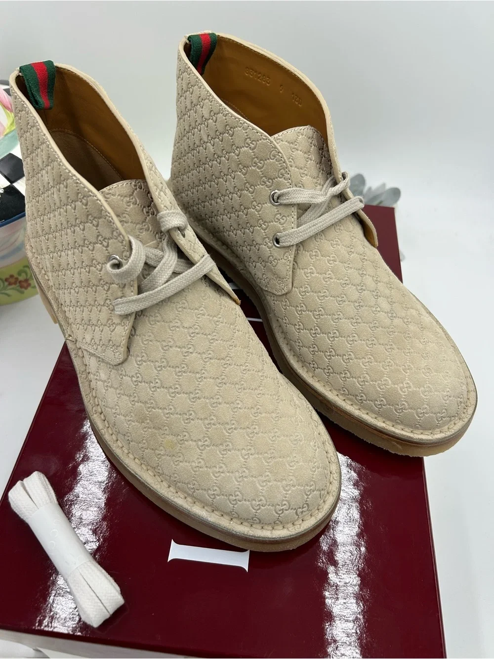 Men's Gucci GG monogram desert boots size 9 fits 10 US made in Italy
